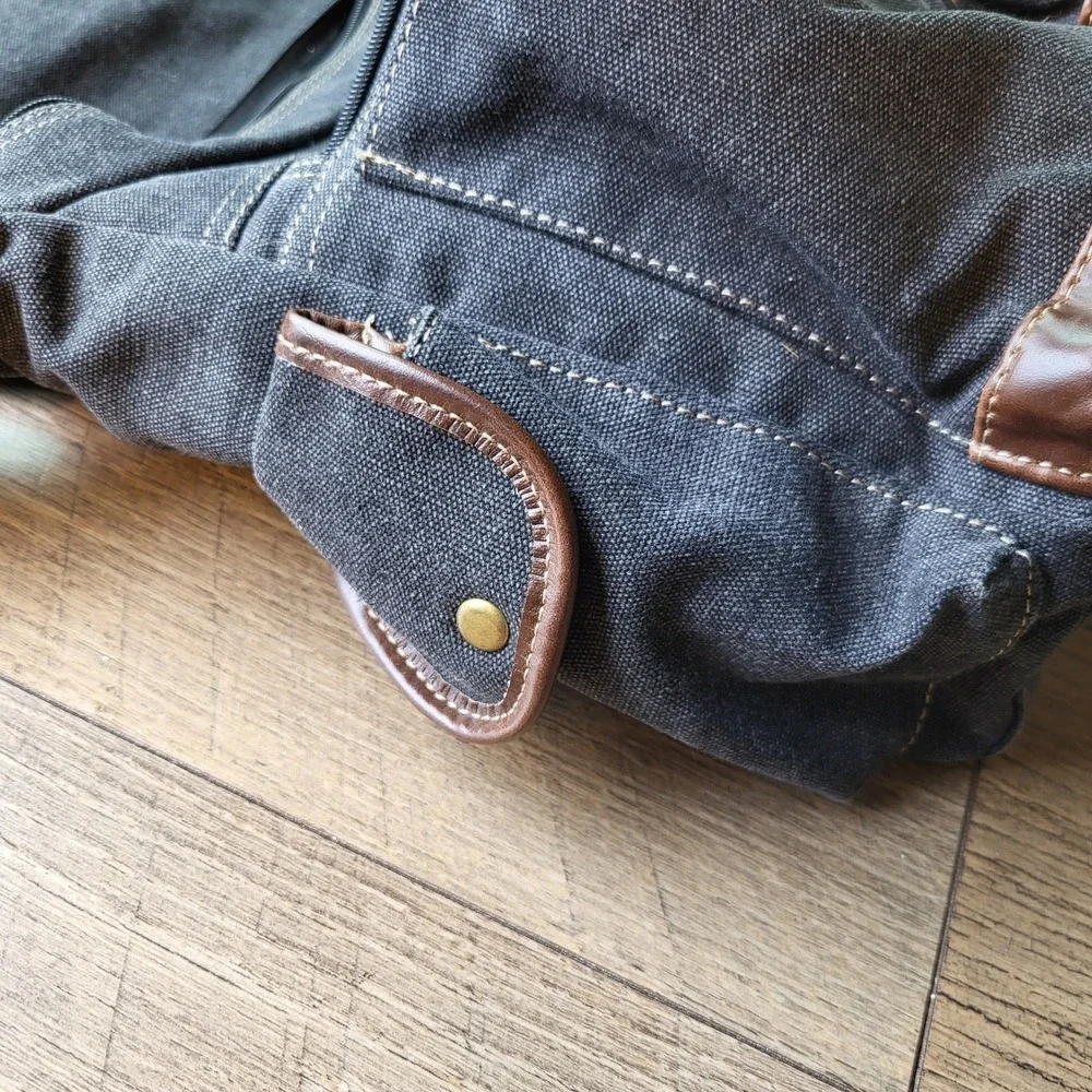 Cargoit Messenger Bag Charcoal Grey Washed Canvas Crossbody Laptop Satchel